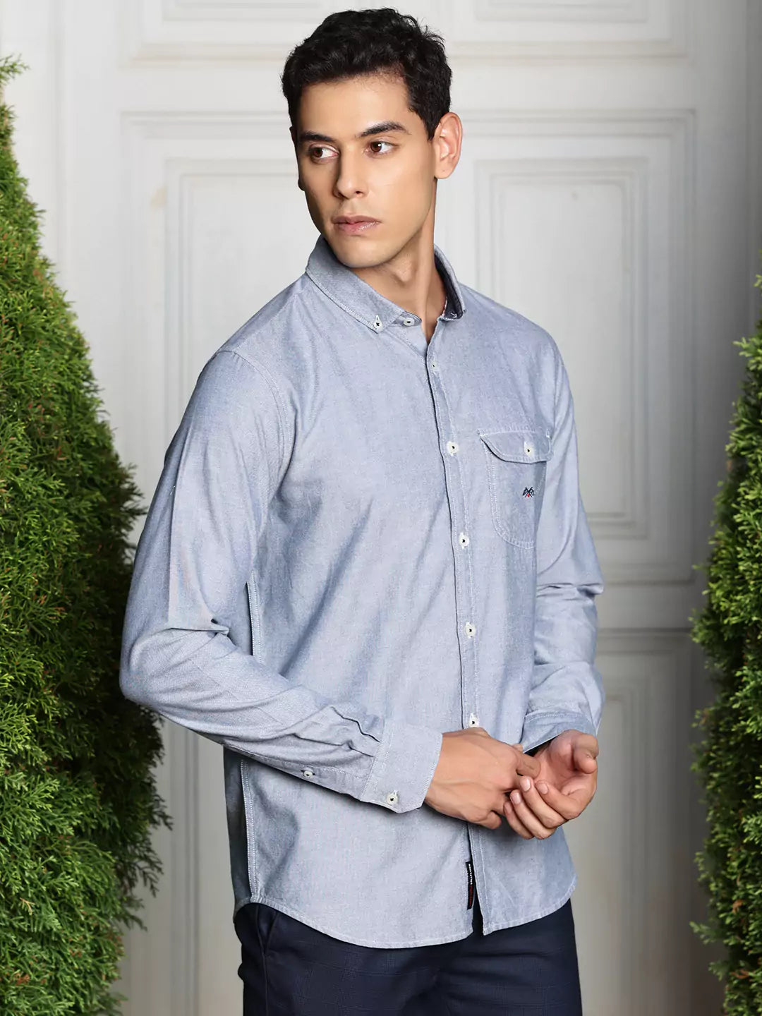 Thomas Scott Men Premium Button-Down Collar Striped Semiformal Shirt