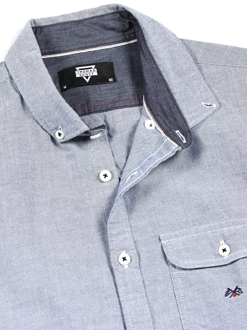 Thomas Scott Men Premium Button-Down Collar Striped Semiformal Shirt