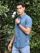 Thomas Scott Men Premium Cotton Linen Spread Collar Casual Shirt
