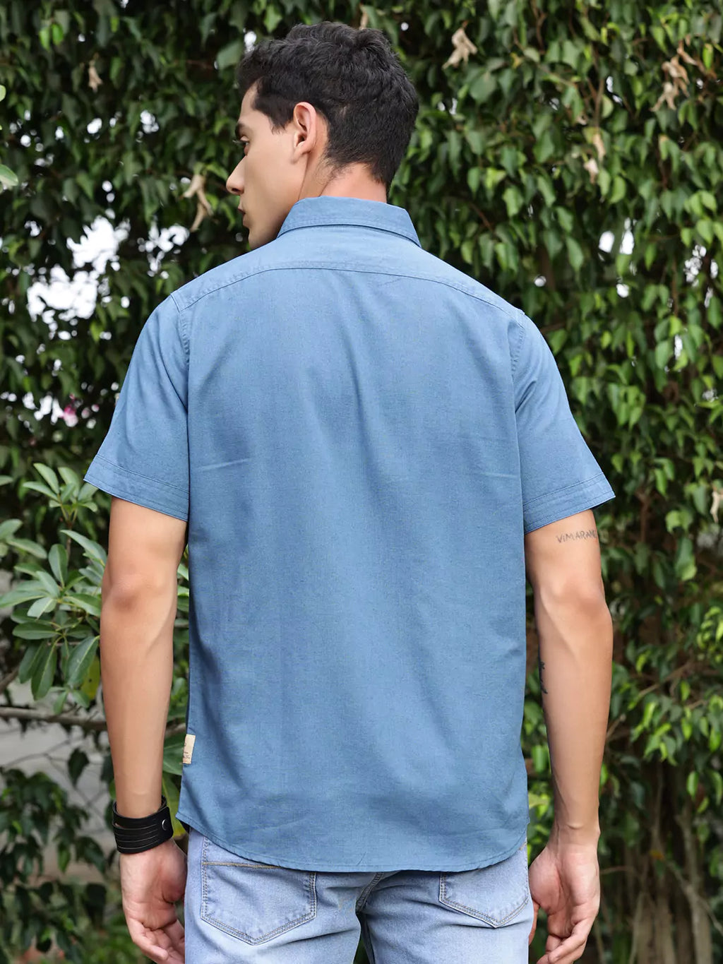 Thomas Scott Men Premium Cotton Linen Spread Collar Casual Shirt