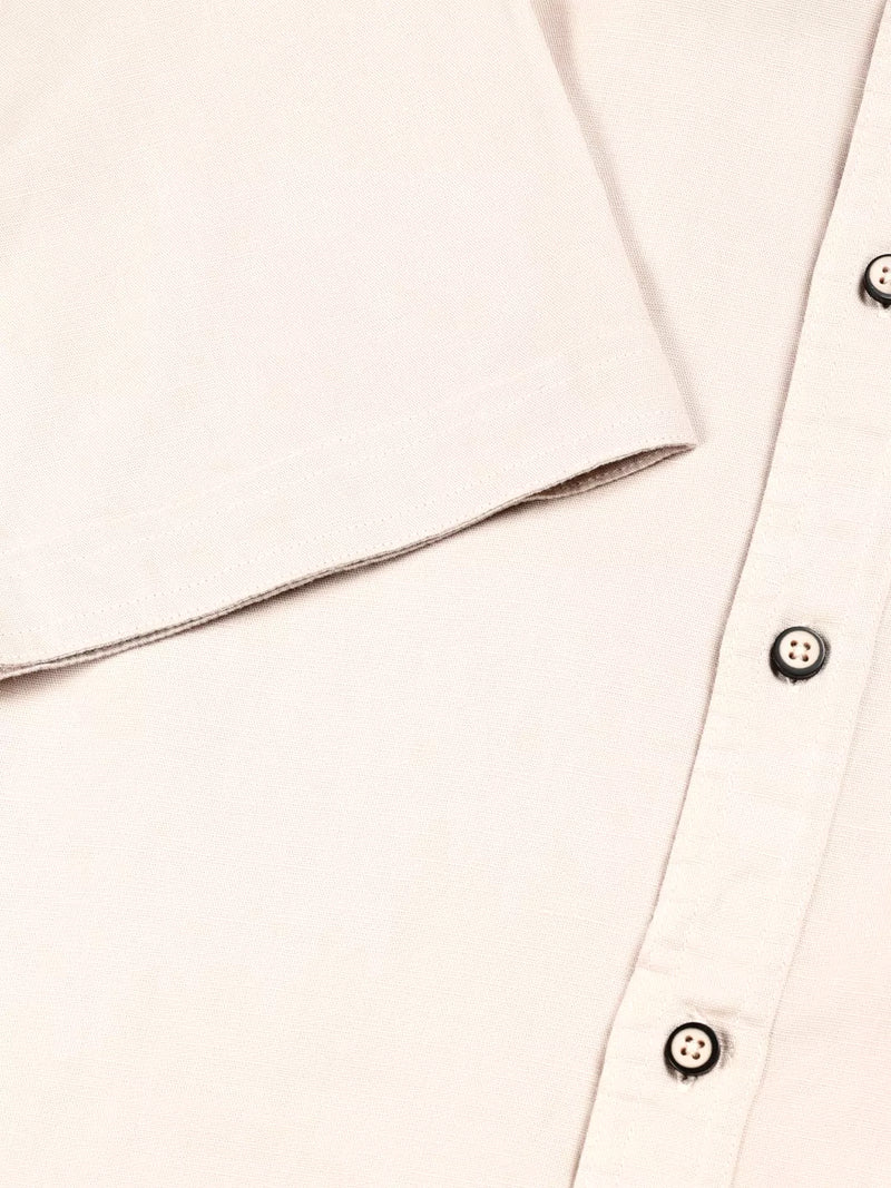 Thomas Scott Men Premium Cotton Linen Spread Collar Casual Shirt