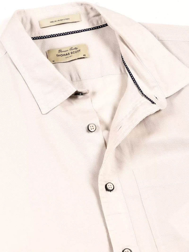 Thomas Scott Men Premium Cotton Linen Spread Collar Casual Shirt