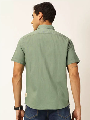 Thomas Scott Men Premium Spread Collar Cotton Linen Short Sleeves Casual Shirt