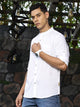 White Premium Linen Slim Fit Opaque Casual Shirt For Men