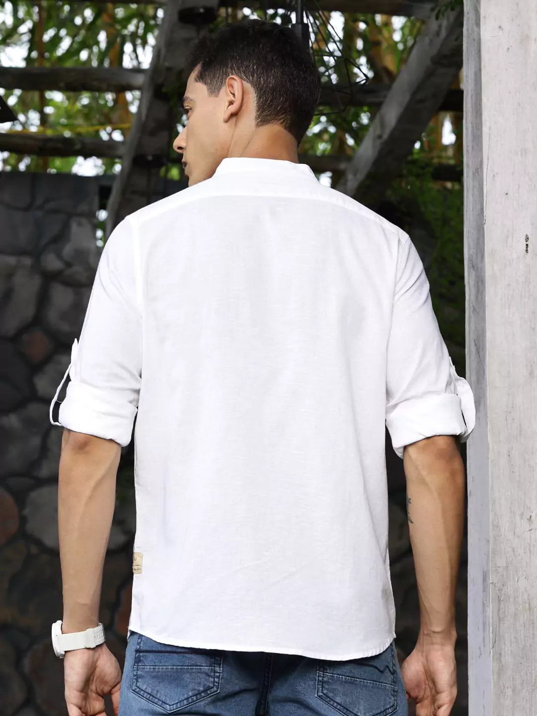 Thomas Scott Men Premium Linen Slim Fit Opaque Casual Shirt