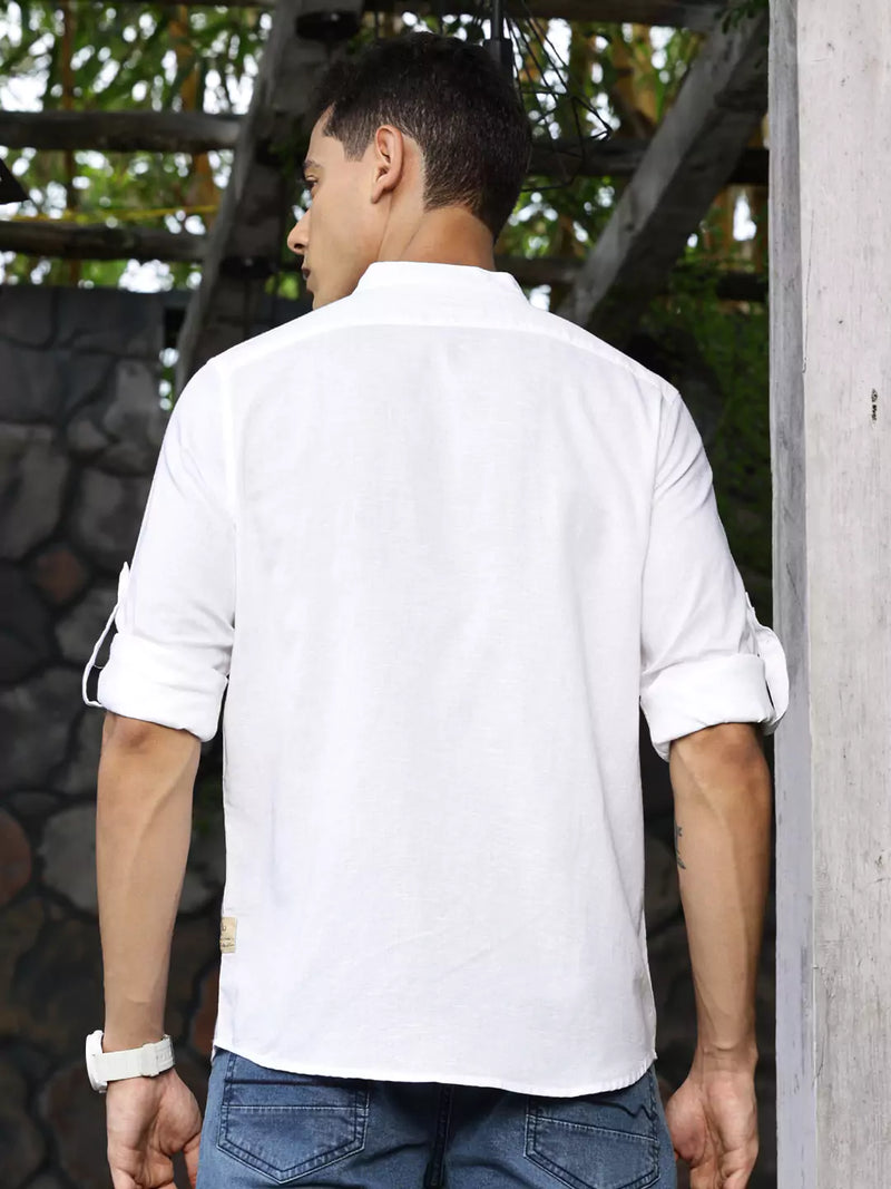 Thomas Scott Men Premium Linen Slim Fit Opaque Casual Shirt