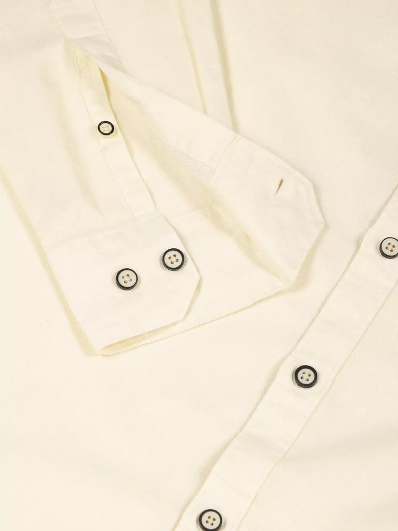 Thomas Scott Men Premium Linen Slim Fit Mandarin Collar Opaque Casual Shirt