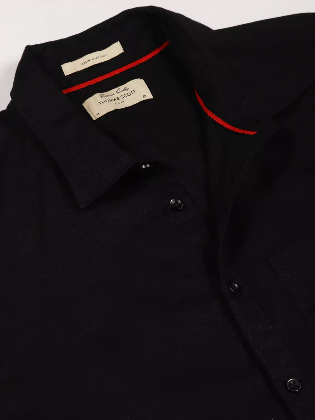 Thomas Scott Men Premium Slim Fit Long Sleeves Spread Collar Cotton Linen Formal Shirt