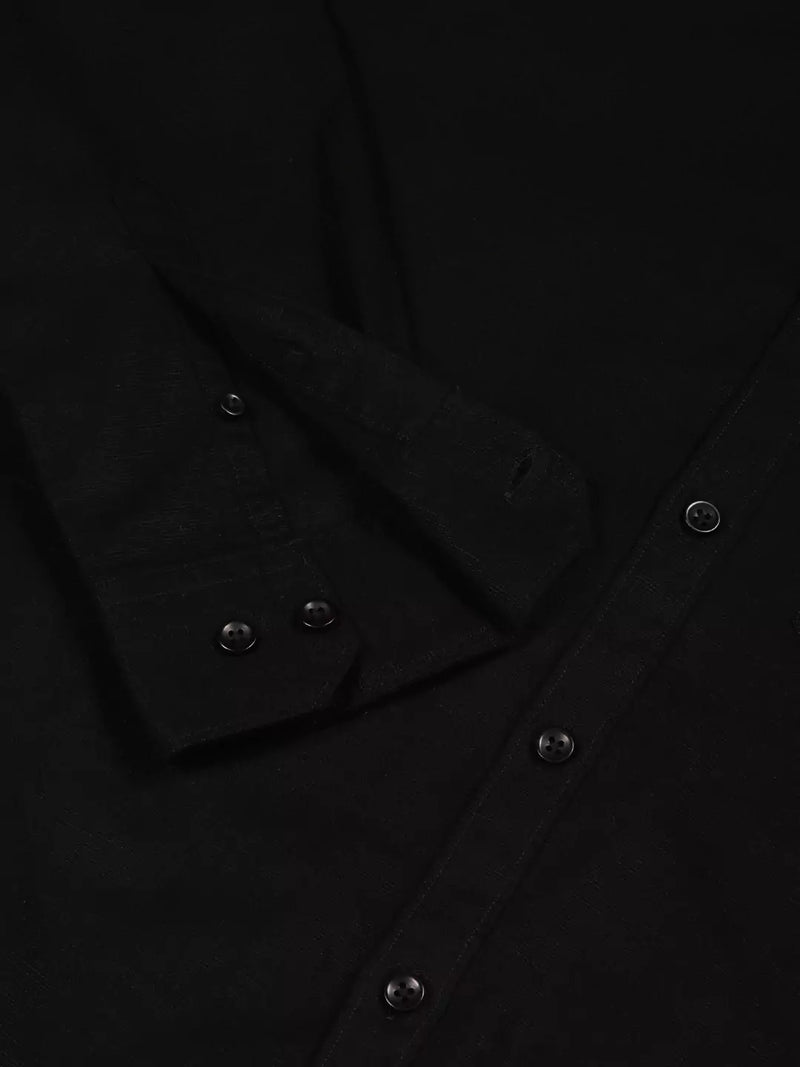 Thomas Scott Men Premium Slim Fit Long Sleeves Spread Collar Cotton Linen Formal Shirt