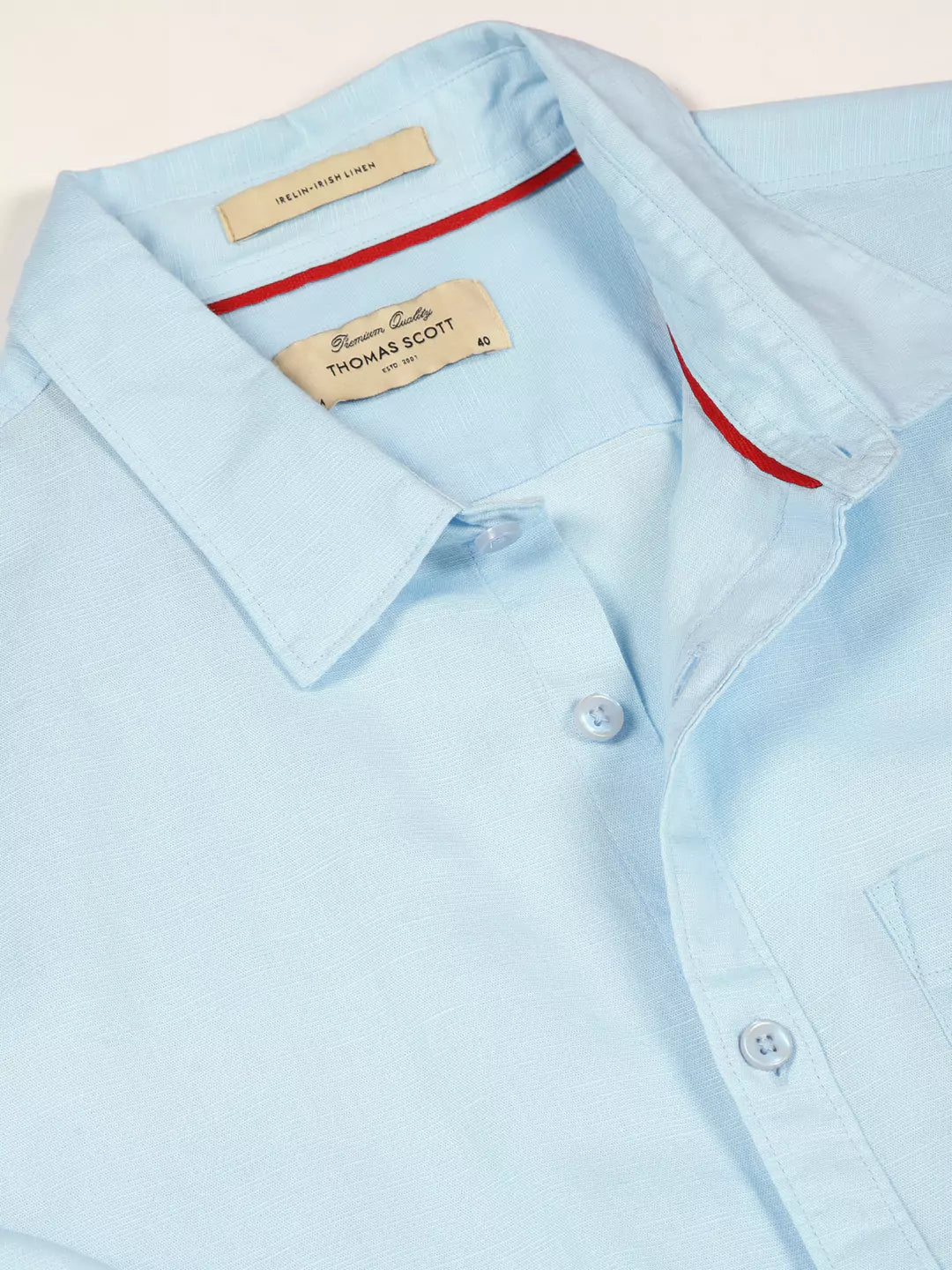 Thomas Scott Men Premium Slim Fit Long Sleeves Spread Collar Cotton Linen Formal Shirt
