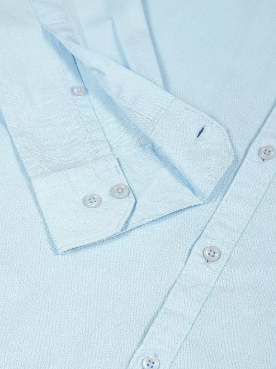 Thomas Scott Men Premium Slim Fit Long Sleeves Spread Collar Cotton Linen Formal Shirt