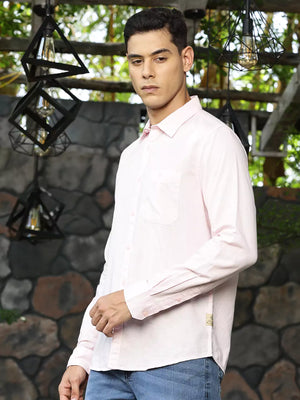 Thomas Scott Men Premium Spread Collar Long Sleeves Linen Cotton Casual Shirt