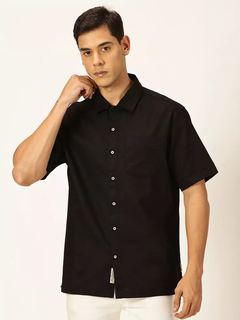 Thomas Scott Men Smart Cotton Linen Casual Shirt