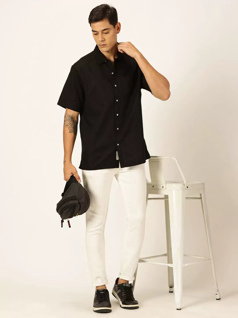 Thomas Scott Men Smart Cotton Linen Casual Shirt