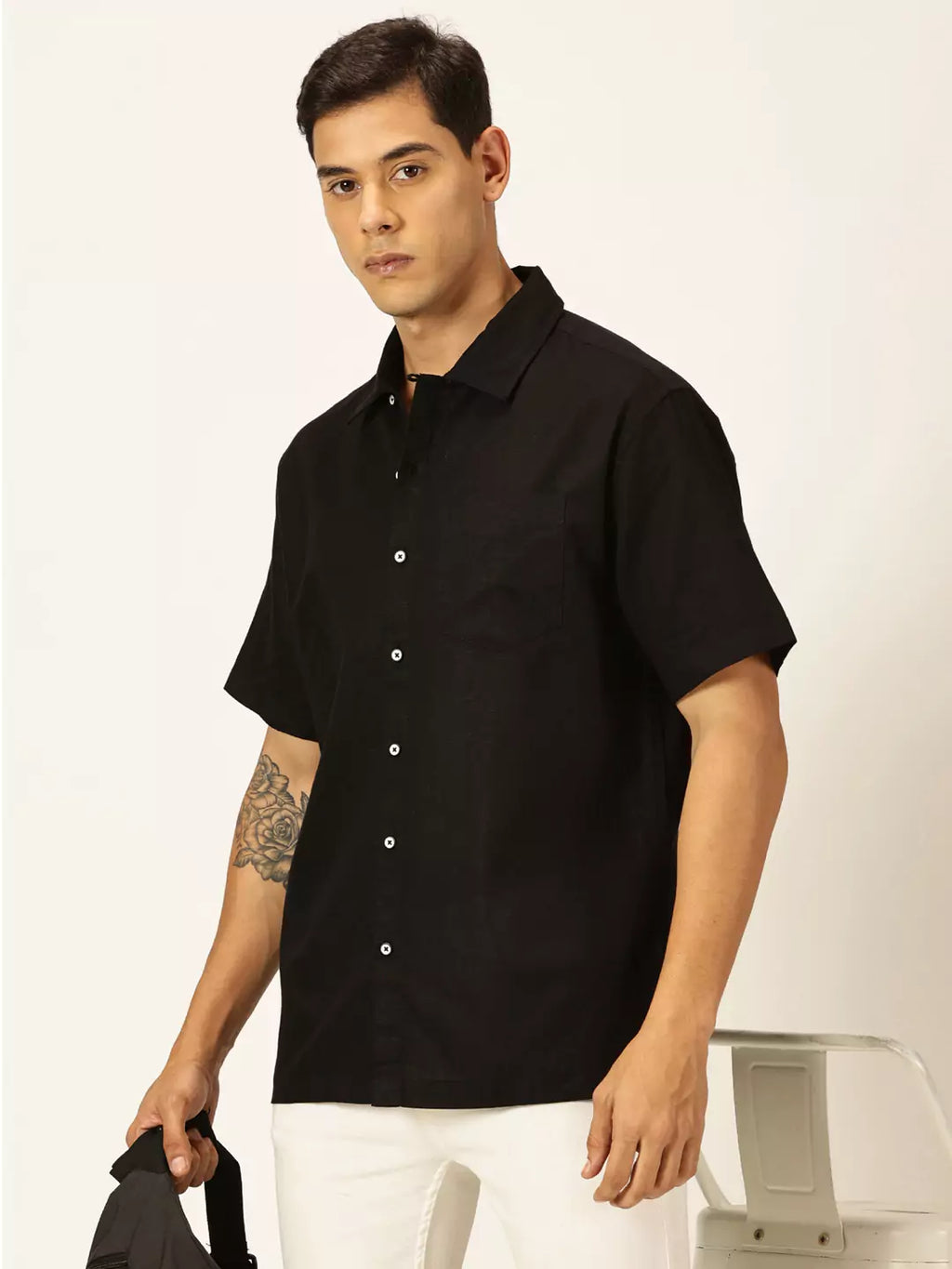 Thomas Scott Men Smart Cotton Linen Casual Shirt