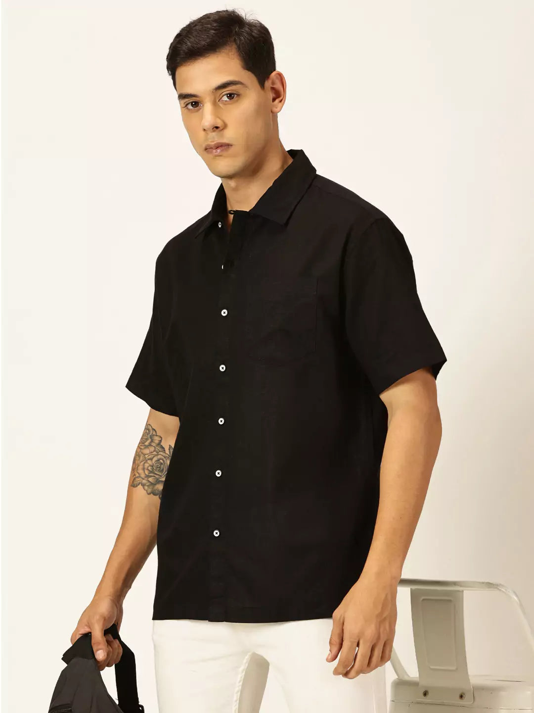 Thomas Scott Men Smart Cotton Linen Casual Shirt