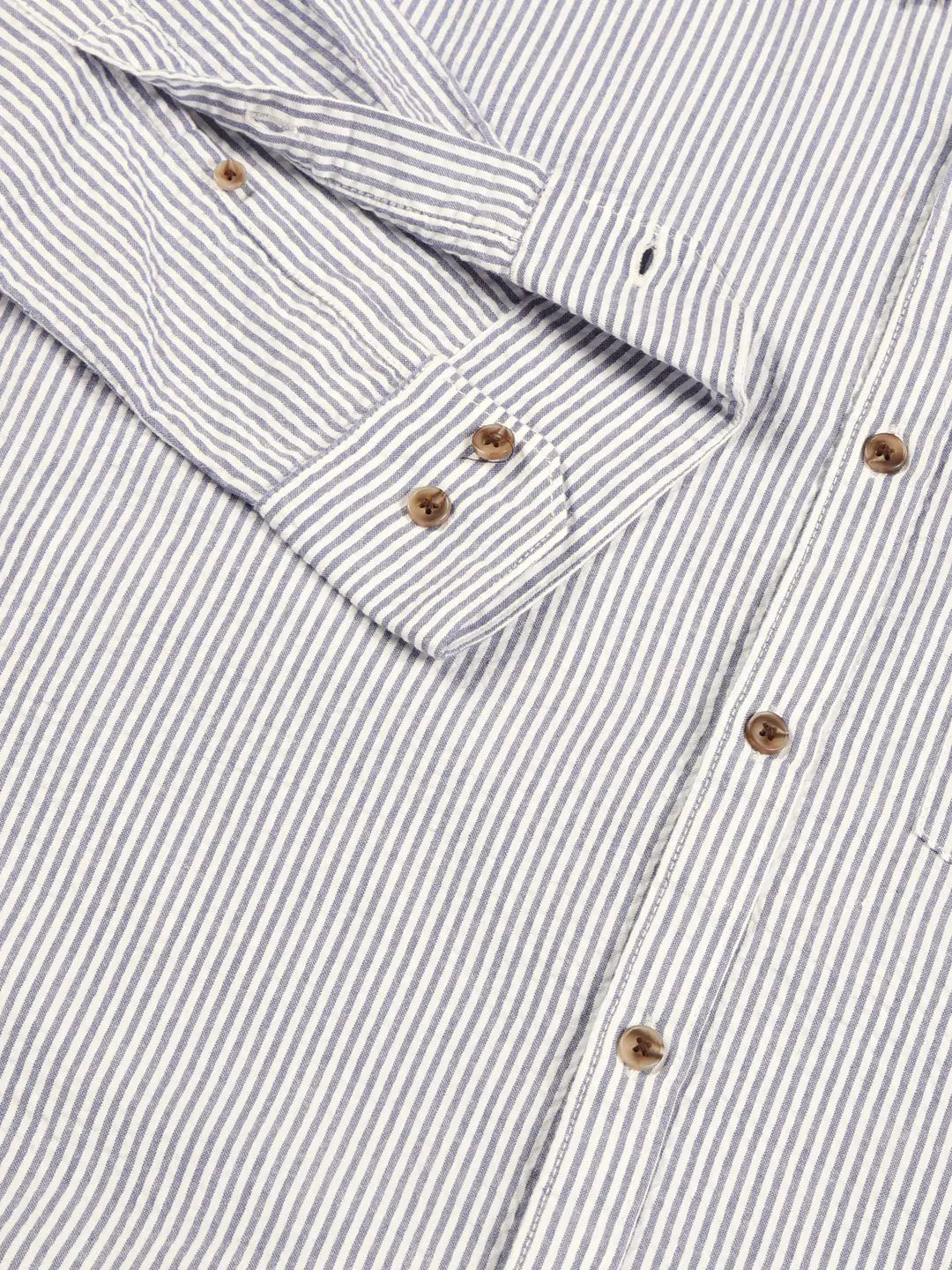 Thomas Scott Men Premium Slim Fit Striped Button-Down Collar Pure Cotton Casual Shirt