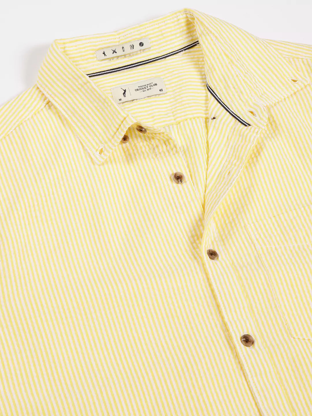 Thomas Scott Men Premium Slim Fit Striped Button-Down Collar Pure Cotton Casual Shirt