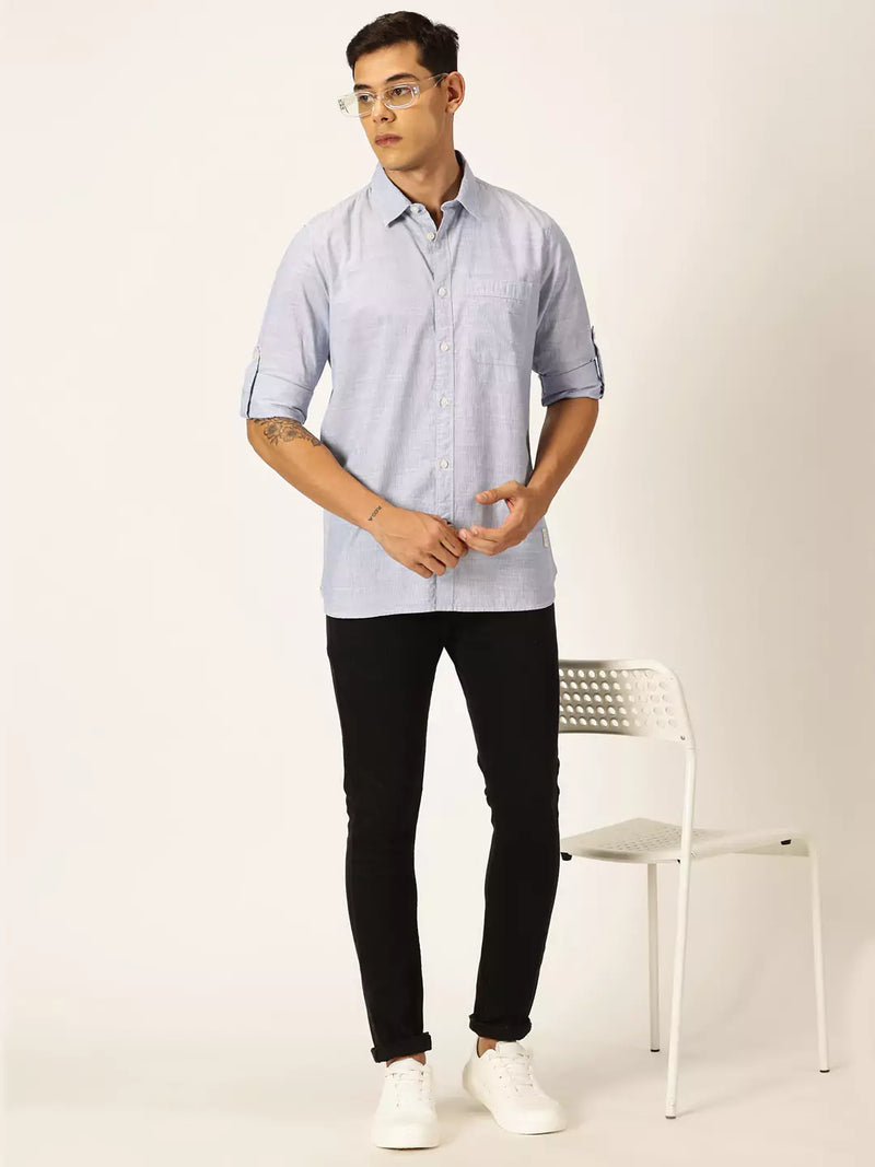 Thomas Scott Men Smart Opaque Striped Cotton Casual Shirt