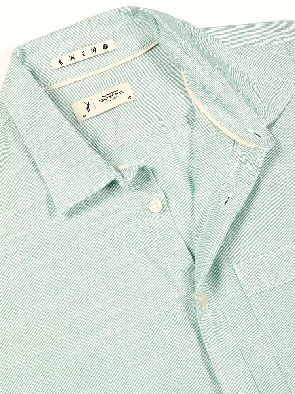 Thomas Scott Men Smart Pinstriped Roll Up Sleeves Pure Cotton Casual Shirt