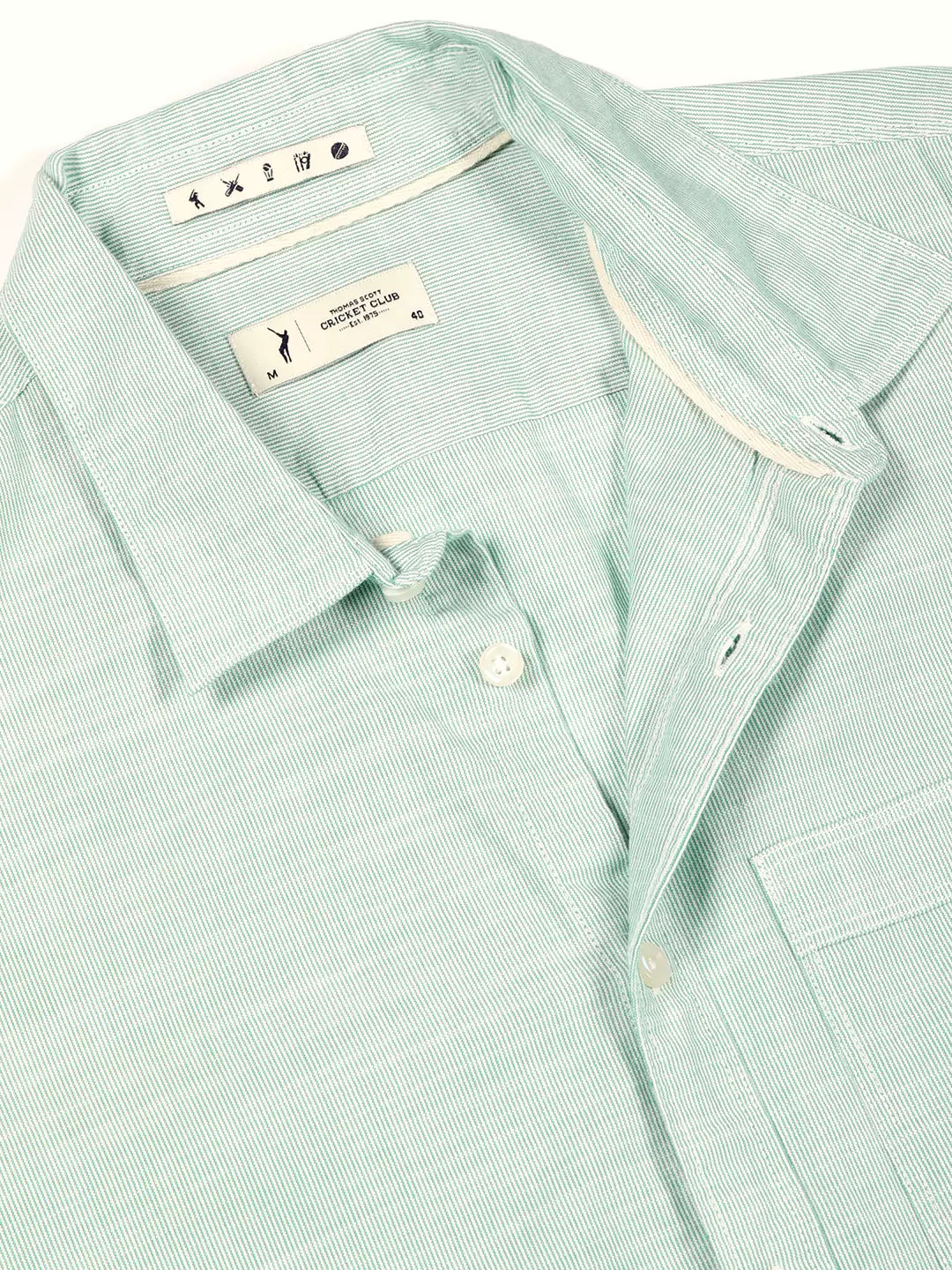 Thomas Scott Men Smart Pinstriped Roll Up Sleeves Pure Cotton Casual Shirt