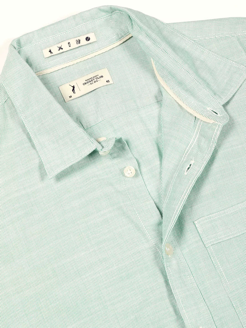 Thomas Scott Men Smart Pinstriped Roll Up Sleeves Pure Cotton Casual Shirt