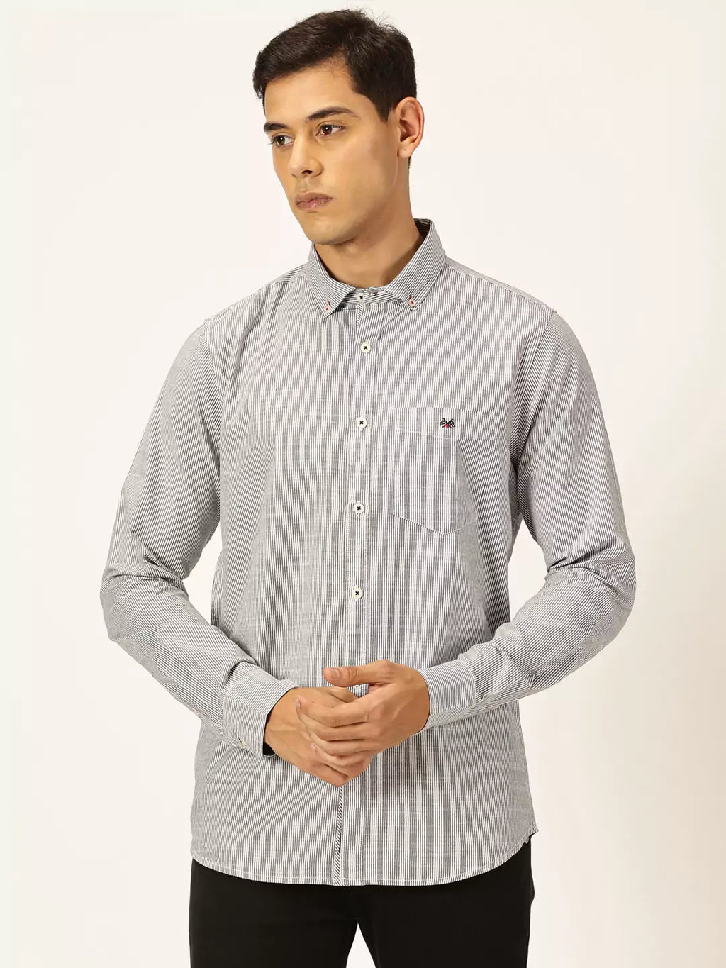 Thomas Scott Men Smart Pinstriped Pure Cotton Casual Shirt