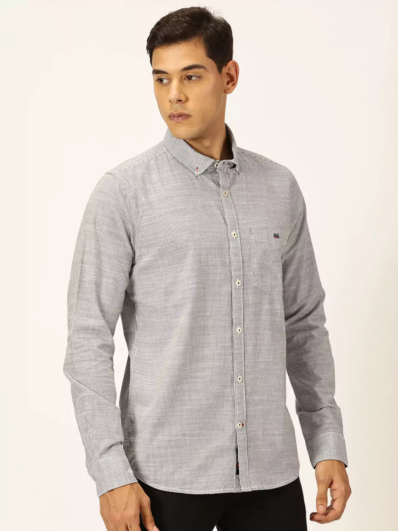 Thomas Scott Men Smart Pinstriped Pure Cotton Casual Shirt