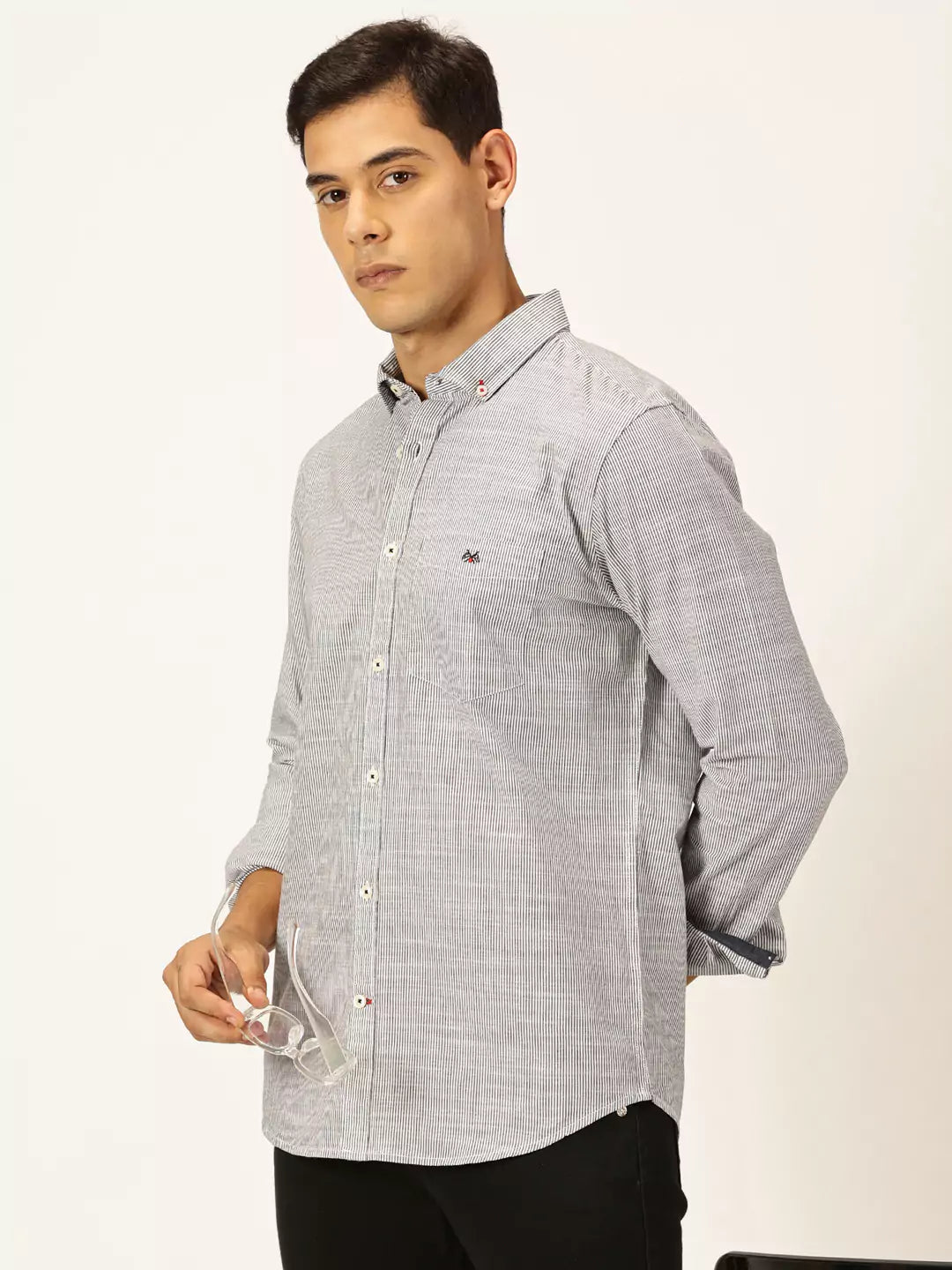 Thomas Scott Men Smart Pinstriped Pure Cotton Casual Shirt