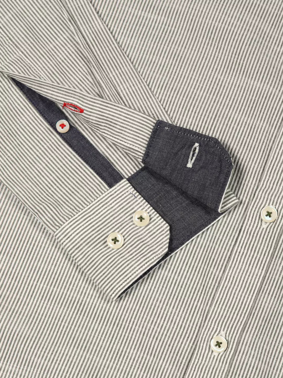 Thomas Scott Men Smart Pinstriped Button Down Collar Pure Cotton Casual Shirt