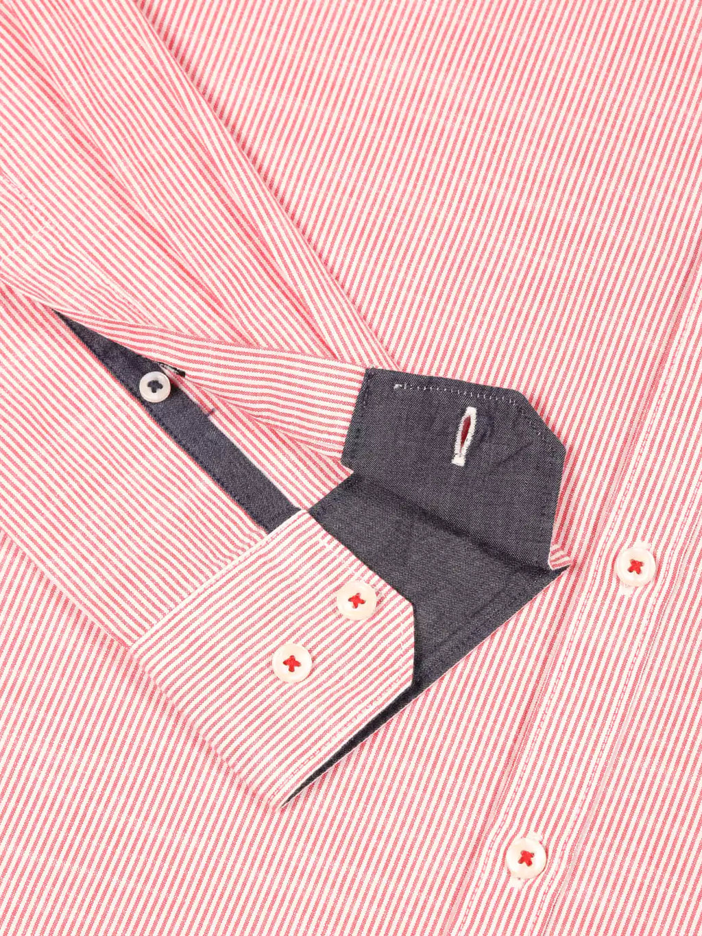 Thomas Scott Men Smart Pinstriped Button Down Collar Pure Cotton Casual Shirt