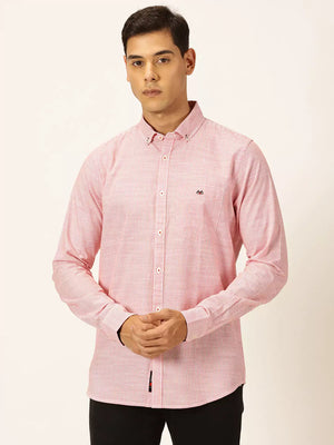 Thomas Scott Men Smart Pinstriped Button Down Collar Pure Cotton Casual Shirt