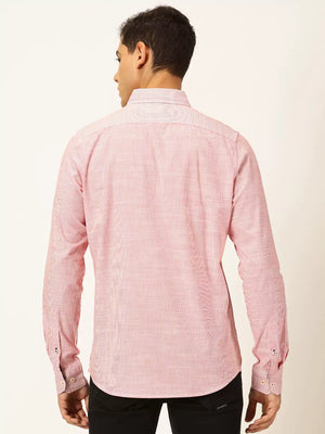 Thomas Scott Men Smart Pinstriped Button Down Collar Pure Cotton Casual Shirt