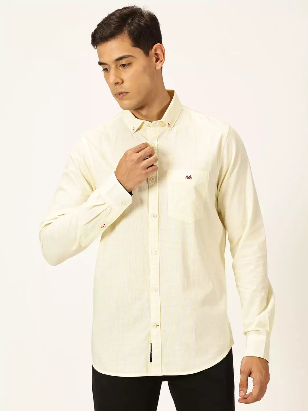 Thomas Scott Men Smart Button Down Collar Striped Pure Cotton Casual Shirt