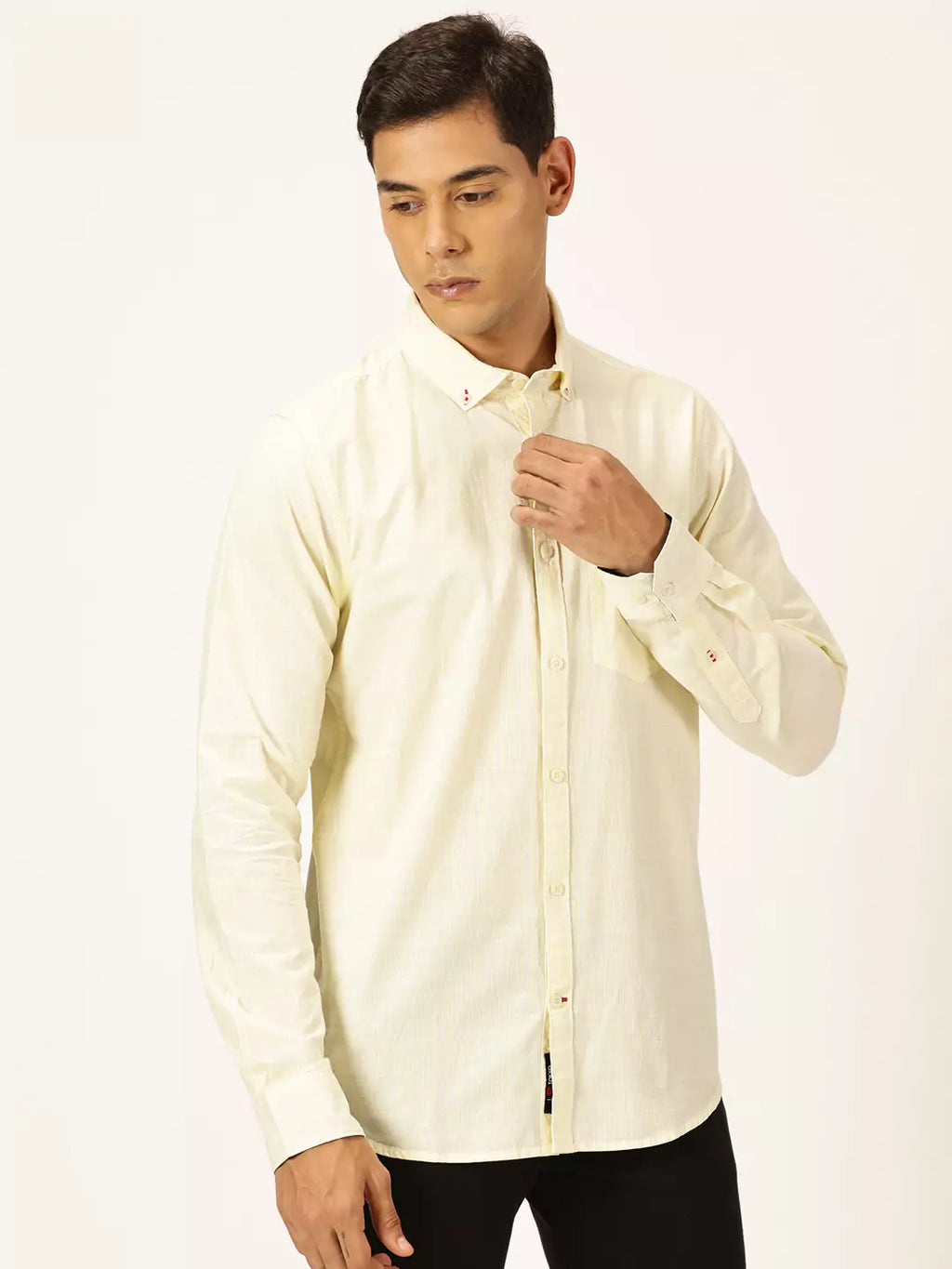 Thomas Scott Men Smart Button Down Collar Striped Pure Cotton Casual Shirt