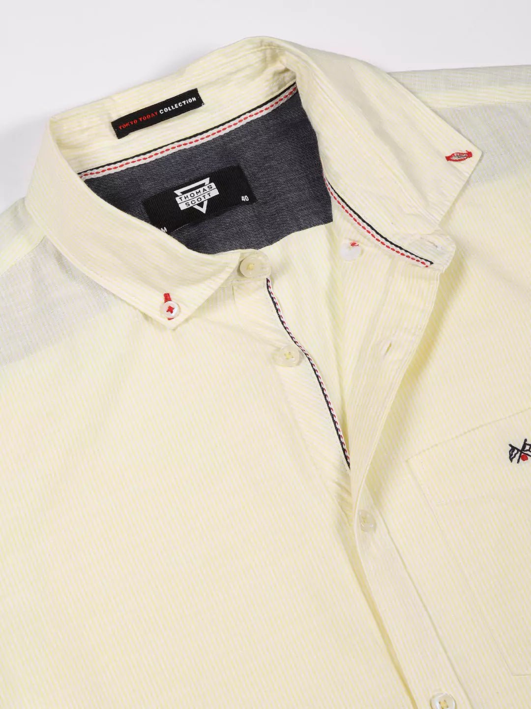 Thomas Scott Men Smart Button Down Collar Striped Pure Cotton Casual Shirt