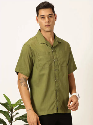 Olive Premium Opaque Casual Shirt For Men