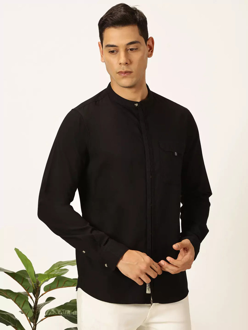 Thomas Scott Men Premium Slim Fit Solid Opaque Casual Shirt