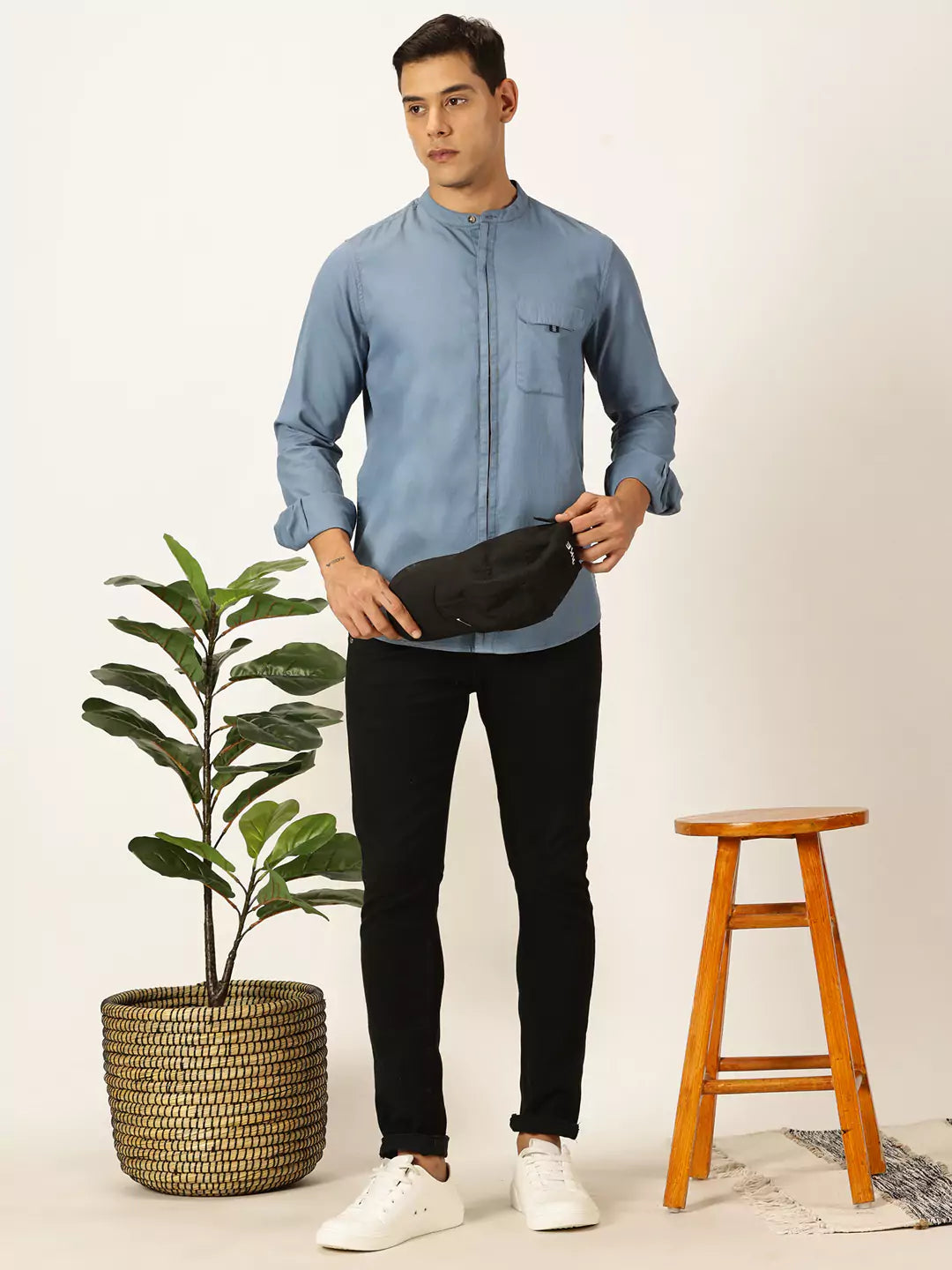 Thomas Scott Men Premium Slim Fit Opaque Casual Shirt