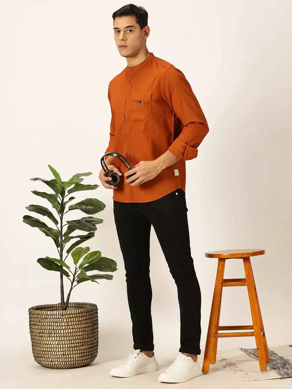 Thomas Scott Men Premium Slim Fit Opaque Solid Casual Shirt