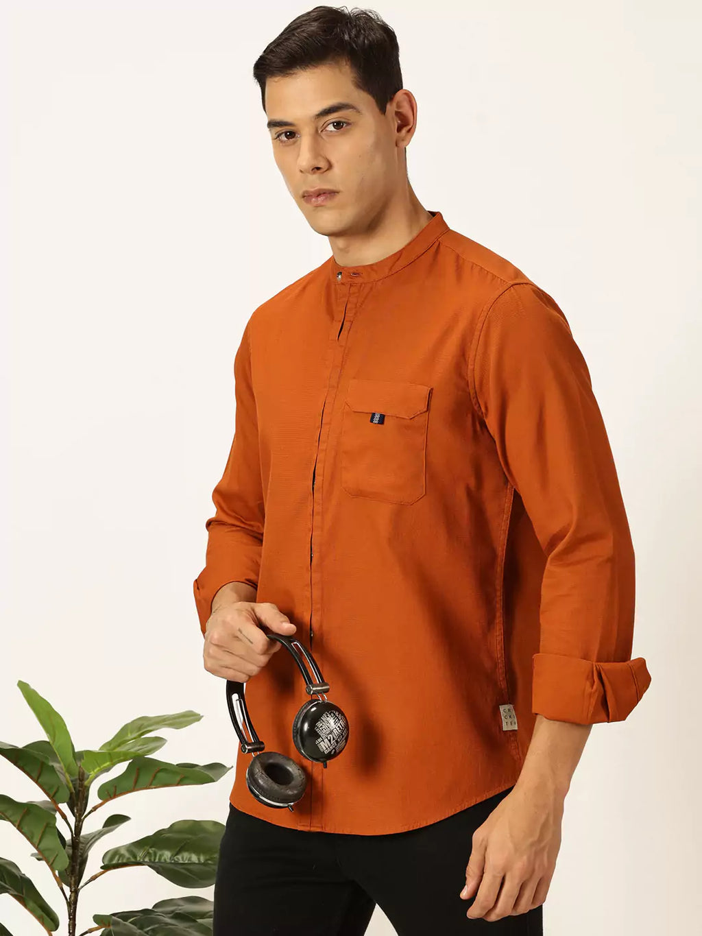 Thomas Scott Men Premium Slim Fit Opaque Solid Casual Shirt