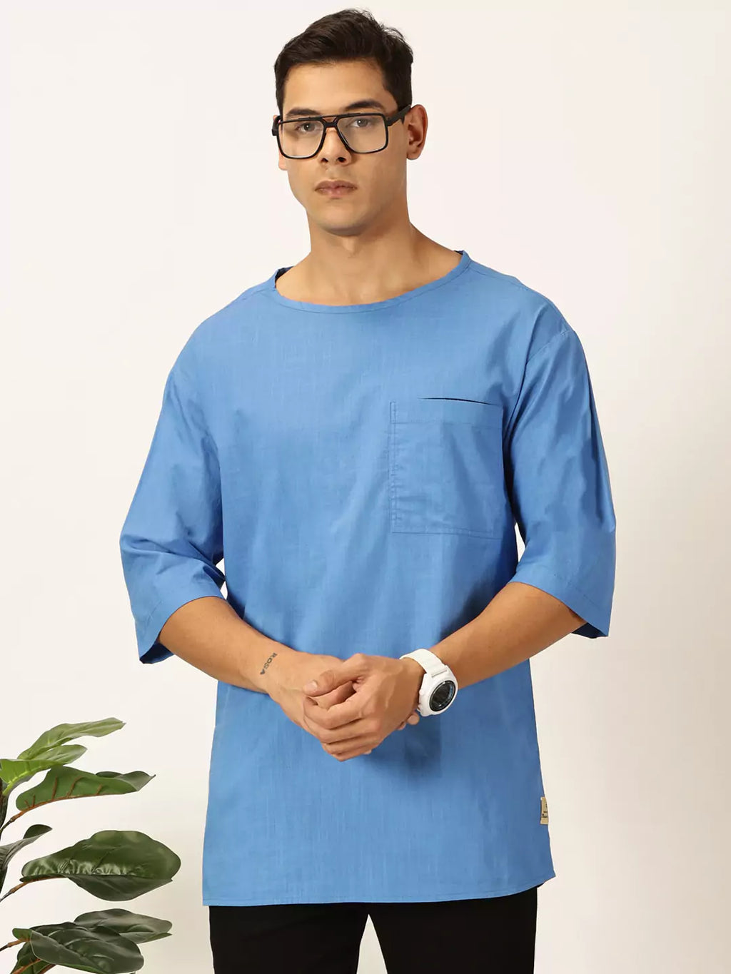 Thomas Scott Men Solid Pure Cotton Boxy T-shirt