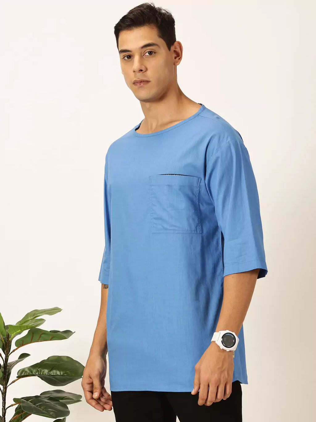 Thomas Scott Men Solid Pure Cotton Boxy T-shirt