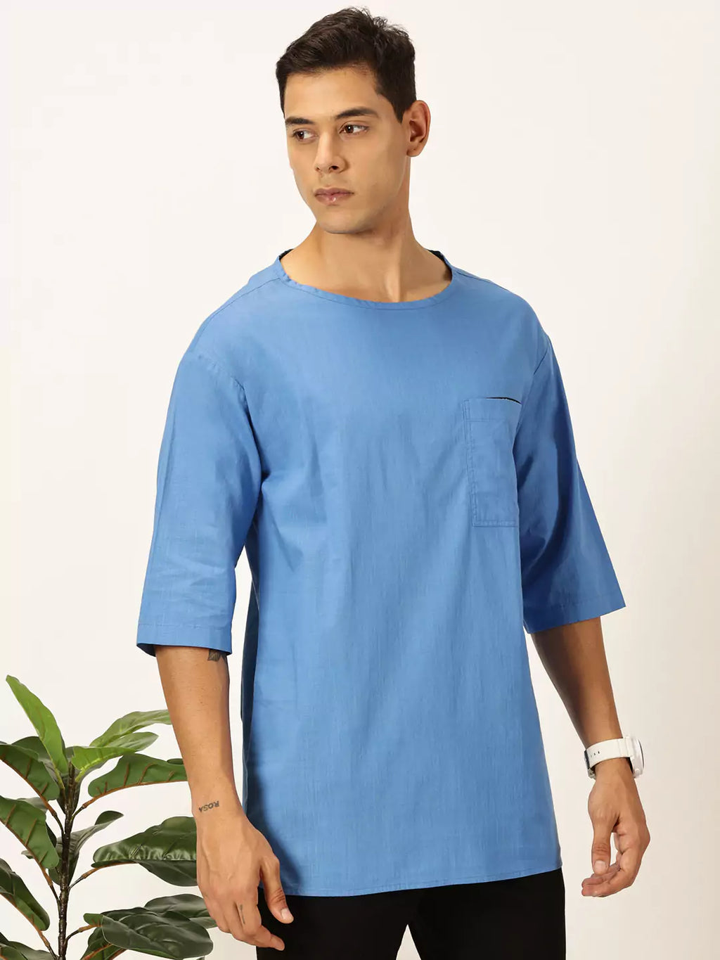 Thomas Scott Men Solid Pure Cotton Boxy T-shirt