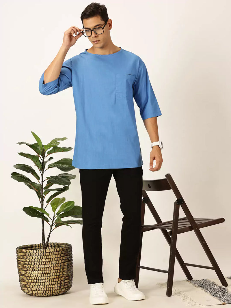 Thomas Scott Men Solid Pure Cotton Boxy T-shirt
