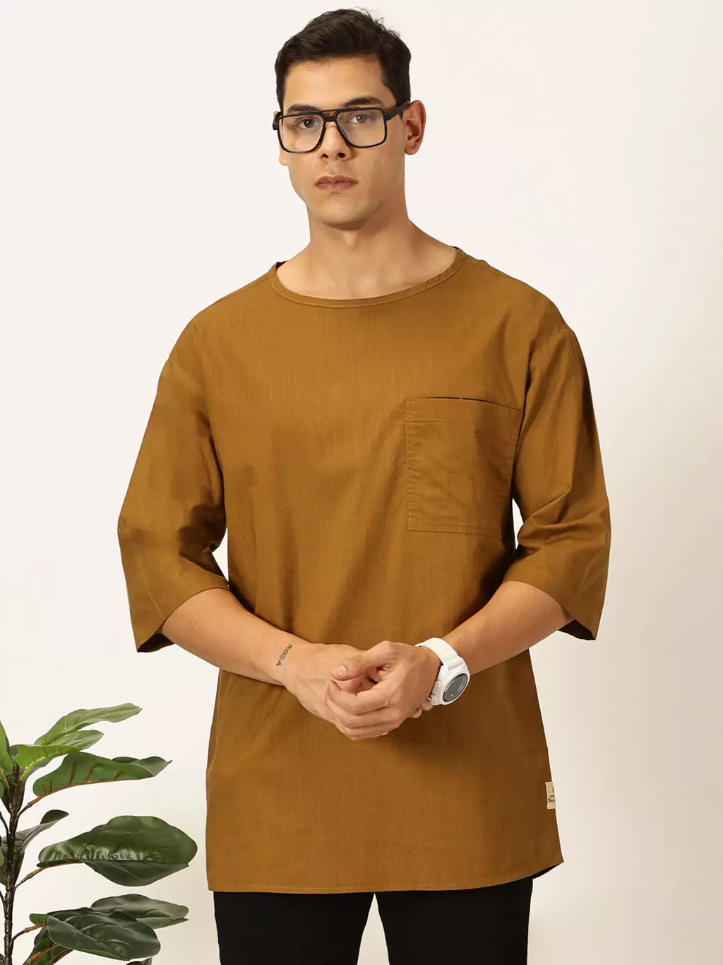 Thomas Scott Men Solid Pure Cotton Boxy T-shirt