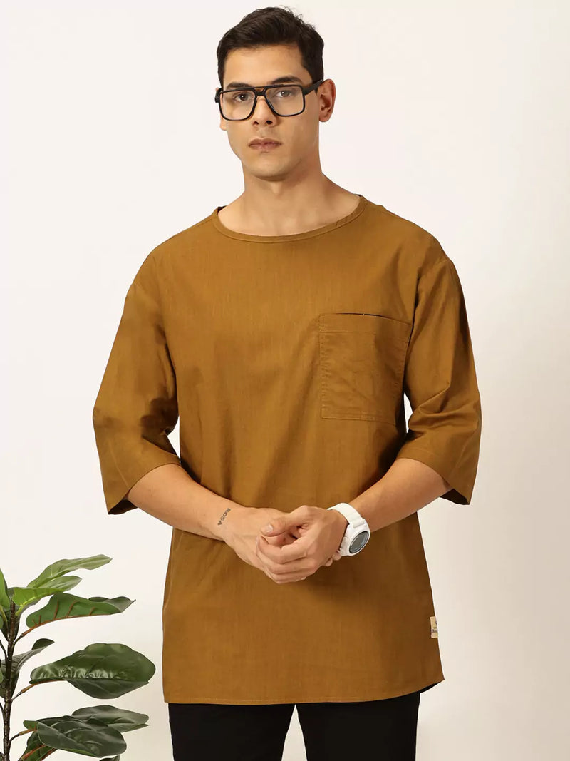 Thomas Scott Men Solid Pure Cotton Boxy T-shirt