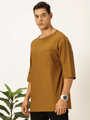 Thomas Scott Men Solid Pure Cotton Boxy T-shirt