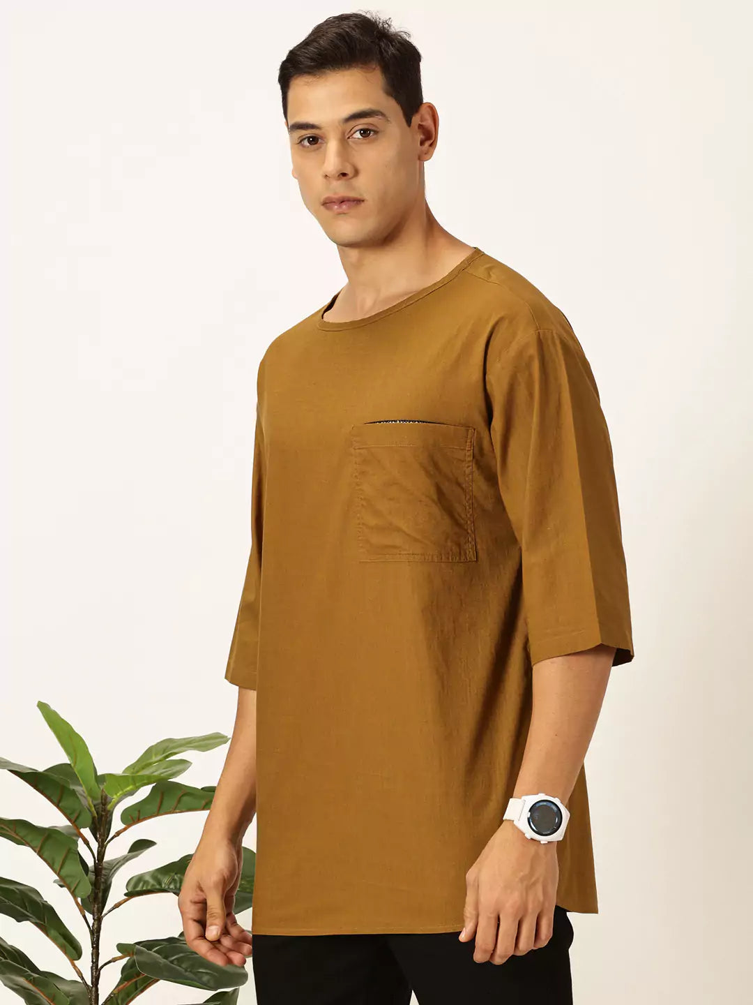 Thomas Scott Men Solid Pure Cotton Boxy T-shirt
