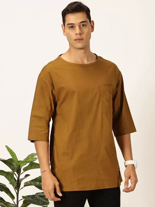 Thomas Scott Men Solid Pure Cotton Boxy T-shirt